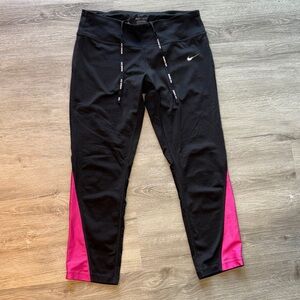 NIKE Dri-Fit Racer Crop 3.0 Running Tights Black Pink Women's Size M